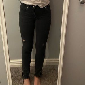 Zara black-washed jeans with cute tie detail
